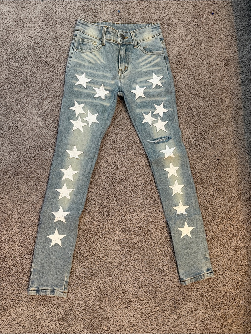 Kids Light Blue Star-Print Skinny Jeans